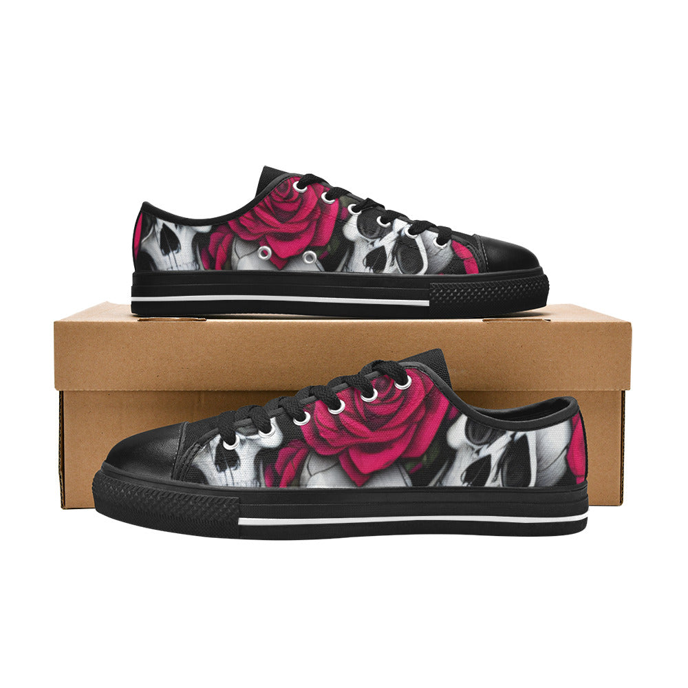 WOMEN'S Cc Skulls Roses 1 Canvas Wallpaper Art Custom Shoes