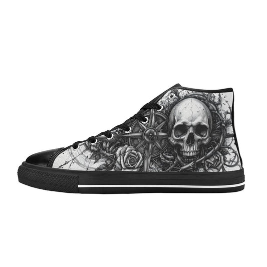 Crown Skull Dark Art Men's Gothic High Top Canvas Shoes | Freaky Shoes®