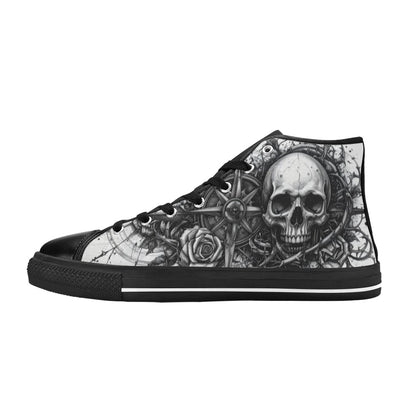 Dark Gothic Art Skull Men's High Top Canvas Shoes | Freaky Shoes®