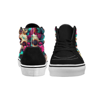WOMEN'S Dia De Los Muertos High Top Skateboarding Dark Academia Custom Sneakers
