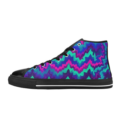 WOMEN'S Psychedelic Chevron Vortex High Top Canvas Surreal Custom Shoes