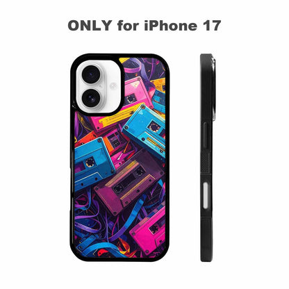 iPhone 17 Case — Retro Cassette Tape Pattern Retro Vintage, Custom Print Case Cover