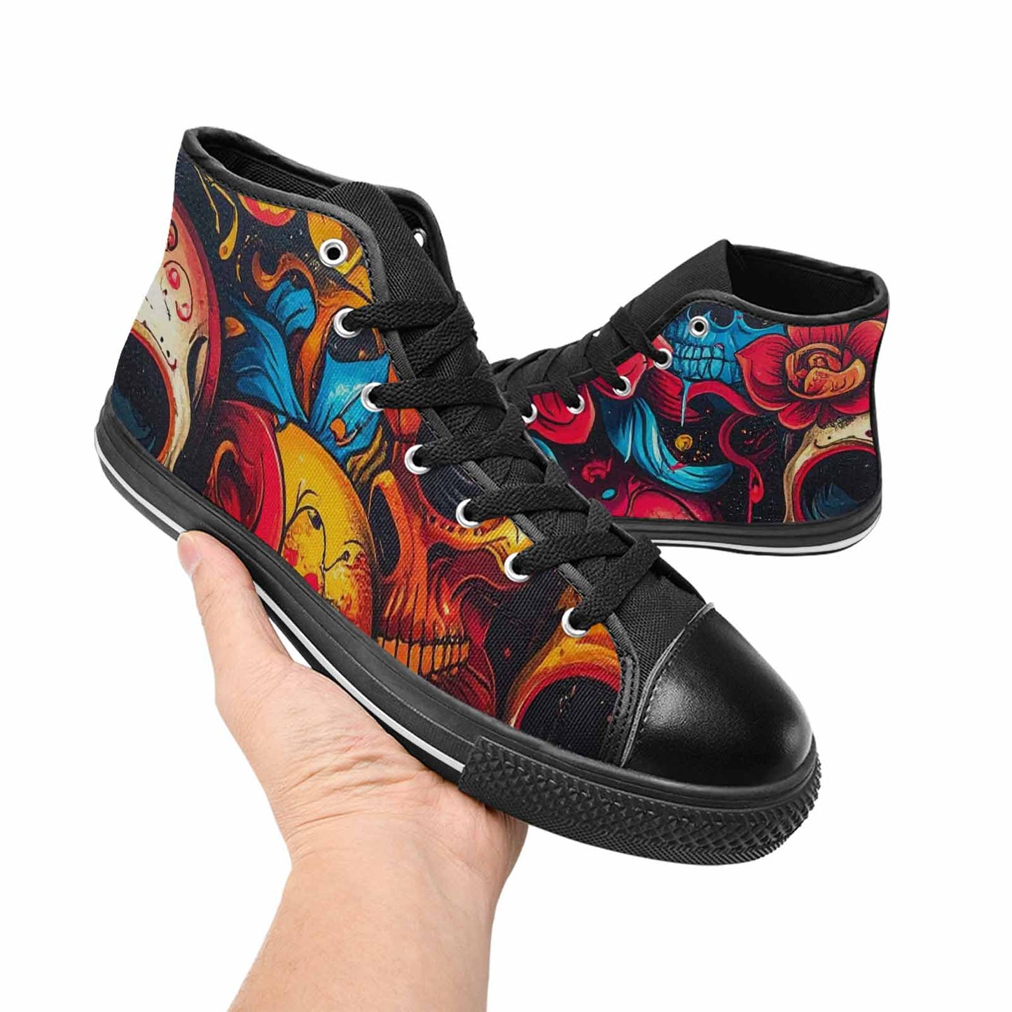 MEN'S Graffiti Skull High Top Canvas Surreal Custom Sneakers