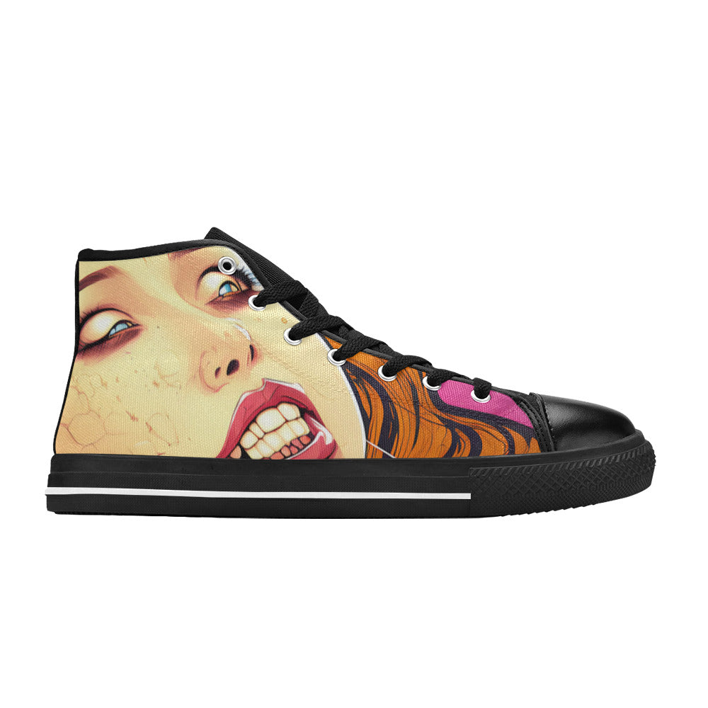 WOMEN'S Cc Retro Woman Face High Top Canvas Cottagecore Custom Shoes