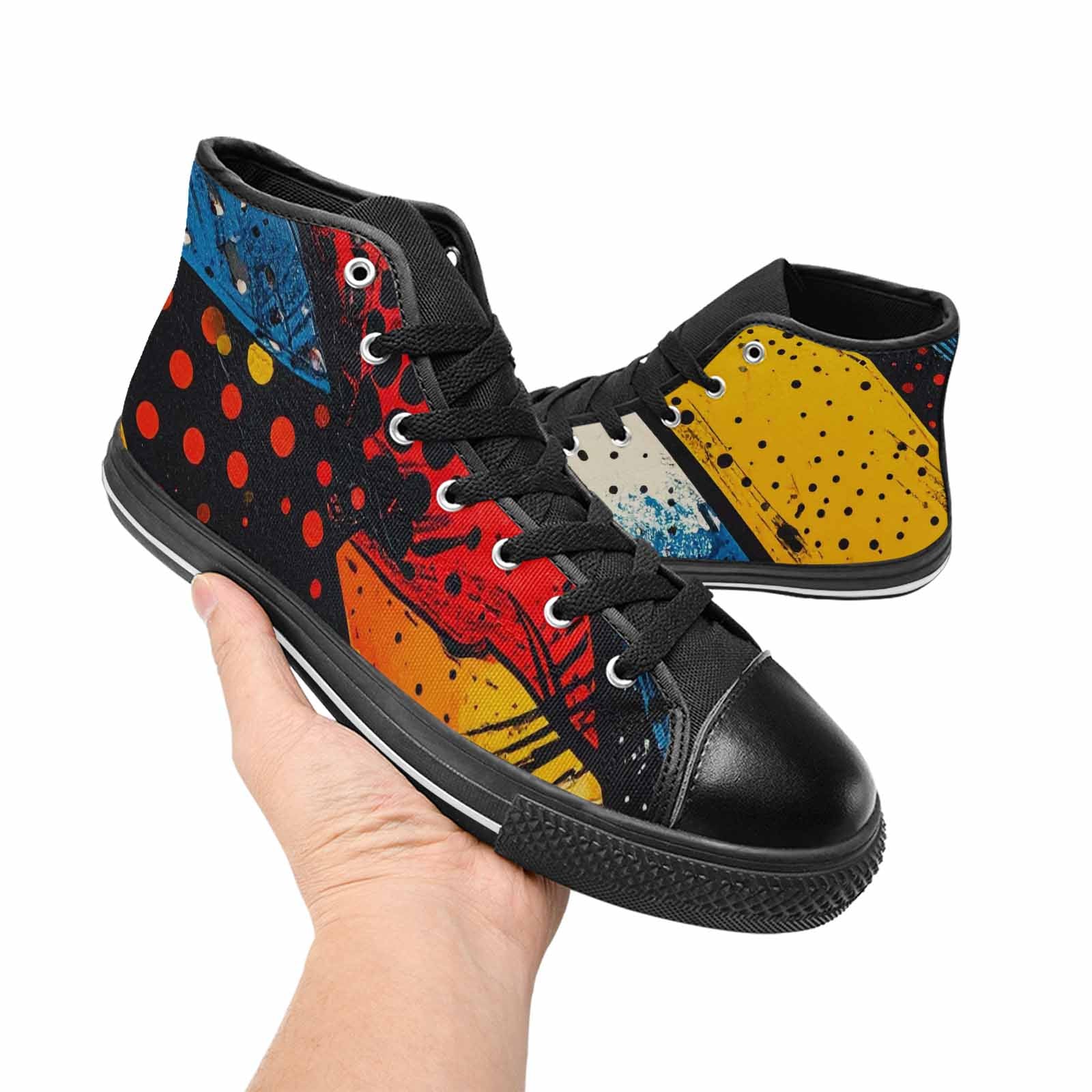 MEN'S Comic Book Halftone High Top Canvas Wallpaper Art Custom Shoes