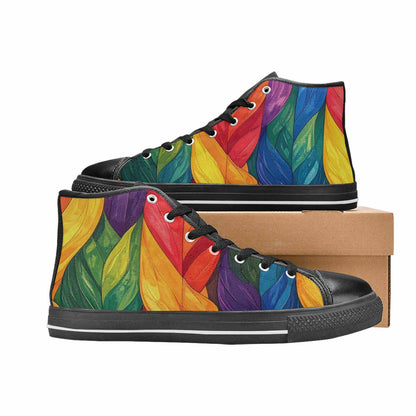 MEN'S Rainbow Pride Flag High Top Canvas Vivid Custom Sneakers