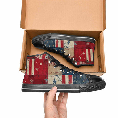 MEN'S American Flag Stars High Top Canvas Surreal Shoes