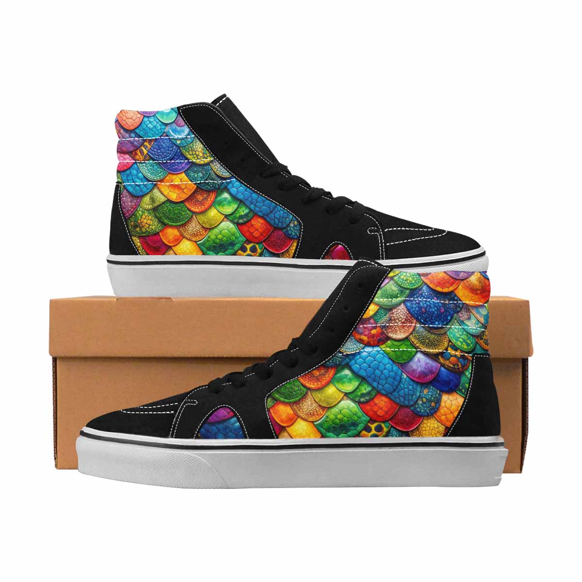 MEN'S Reptile Full Color High Top Canvas Boutique Dark Academia Custom Sneakers