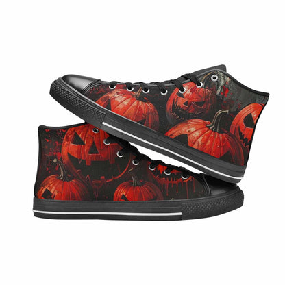 MEN'S Bloody Pumpkin Face High Top Canvas Vibrant Chaos Custom Shoes