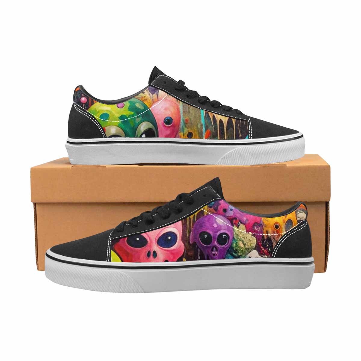 WOMEN'S Aliens  Camo Melting Lace-Up Canvas Melting Art Custom Sneakers