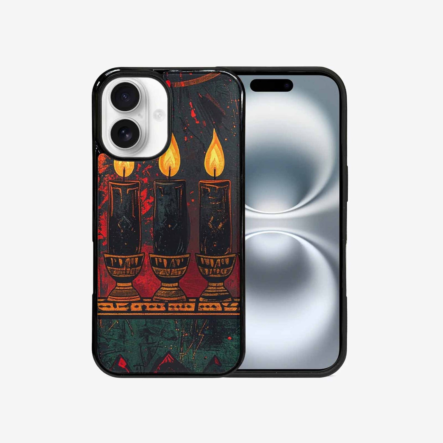 iPhone 16 Case — Kwanzaa Kinara Pattern Seamless Repeat African, Original Design Phone Case