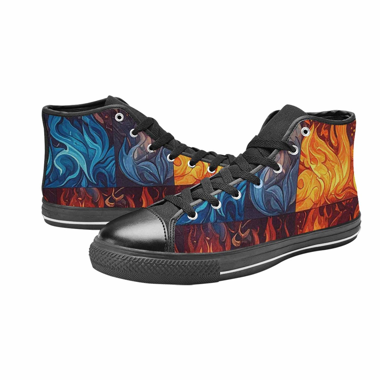 WOMEN'S Fire Flame High Top Canvas Y2K Custom Sneakers