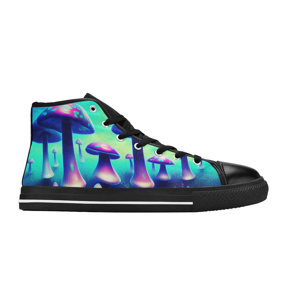 WOMEN'S Colorful Mushrooms Art Vibe High Top Canvas Dreamcore Custom Shoes