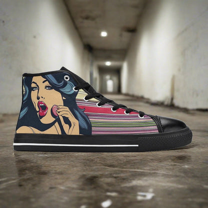 Wolf Blue Gold Wearable Bold Art - Freaky Shoes