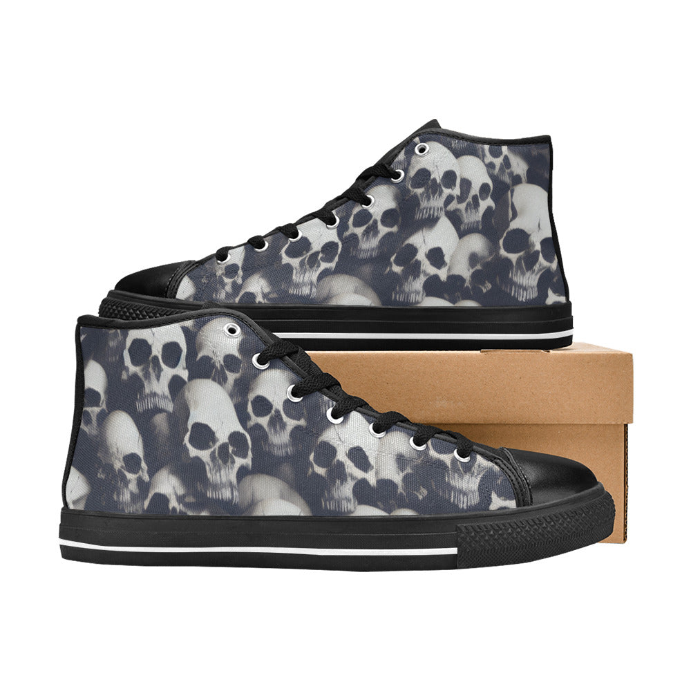 MEN'S Cc Skulls Greyscale Style High Top Canvas Y2K Custom Sneakers