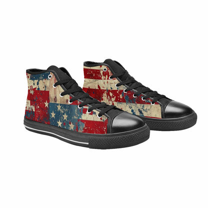MEN'S American Flag Stars High Top Canvas Neon Fantasy Custom Sneakers