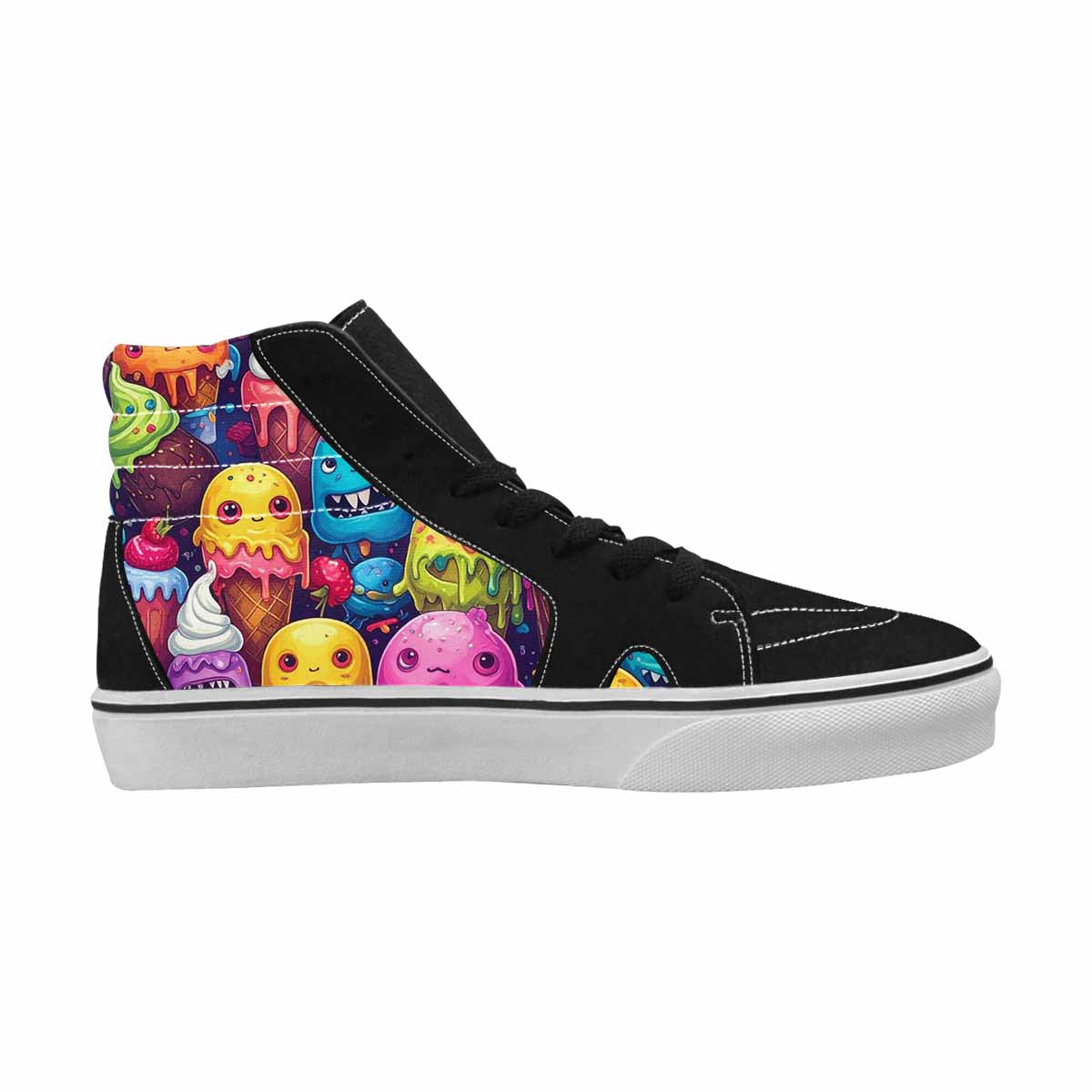 MEN'S Melting Ice Cream Monster High Top Canvas Neon Fantasy Shoes