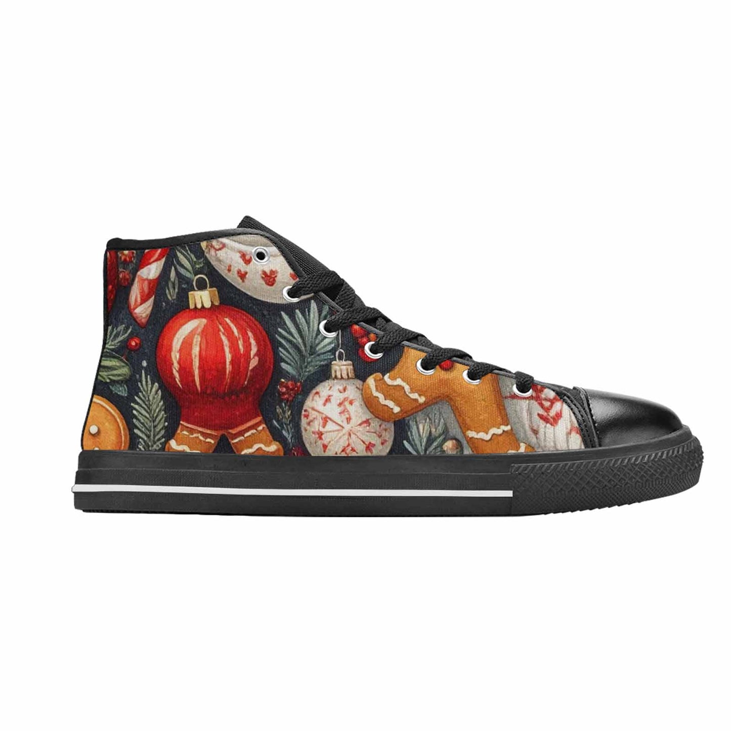 MEN'S Christmas Holly Snowflake High Top Canvas Cottagecore Sneakers