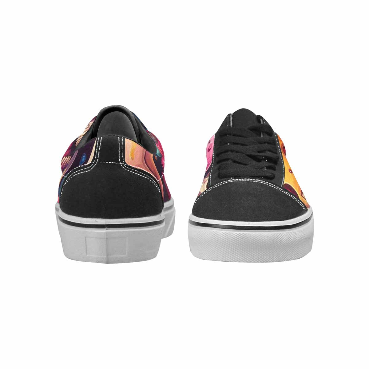 WOMEN'S Ice Cream Monsters  Lace-Up Canvas Wallpaper Art Sneakers