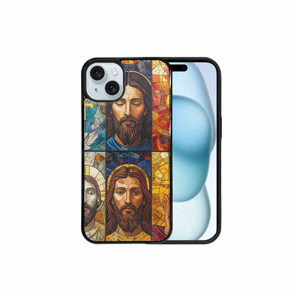 iPhone 15 Plus Case — Jesus Face Small Cross And Faith, Custom Designed Case Cover