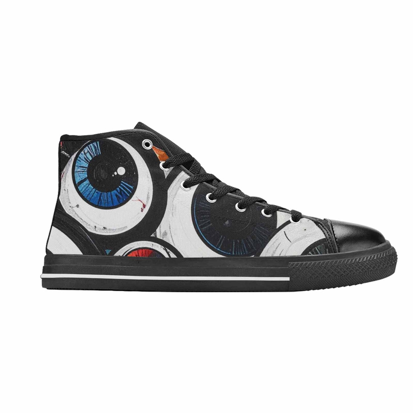 WOMEN'S Googly Cartoon Eyeballs High Top Canvas Wallpaper Art Custom Shoes