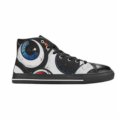 WOMEN'S Googly Cartoon Eyeballs High Top Canvas Wallpaper Art Custom Shoes