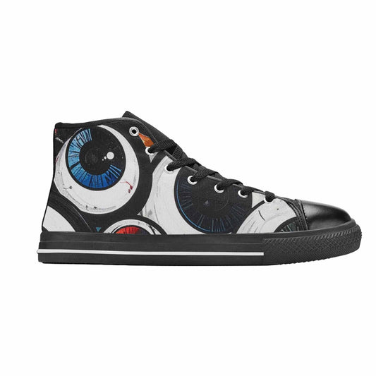 WOMEN'S Googly Cartoon Eyeballs High Top Canvas Wallpaper Art Custom Shoes