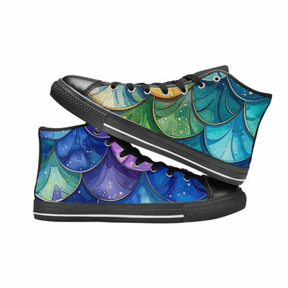 MEN'S Mermaid Scale High Top Canvas Y2K Custom Sneakers
