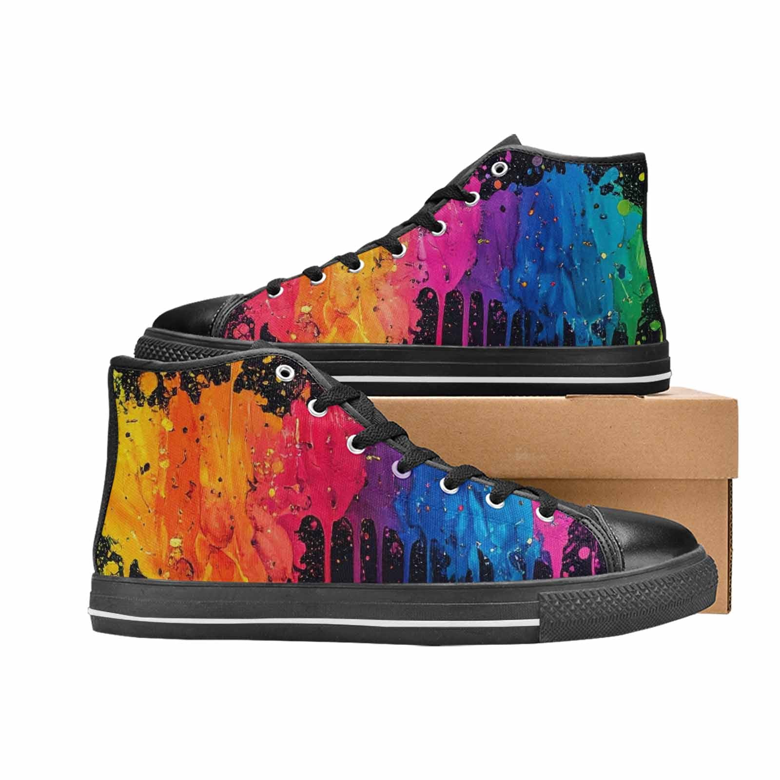 WOMEN'S Paint Splatter High Top Canvas Surreal Shoes