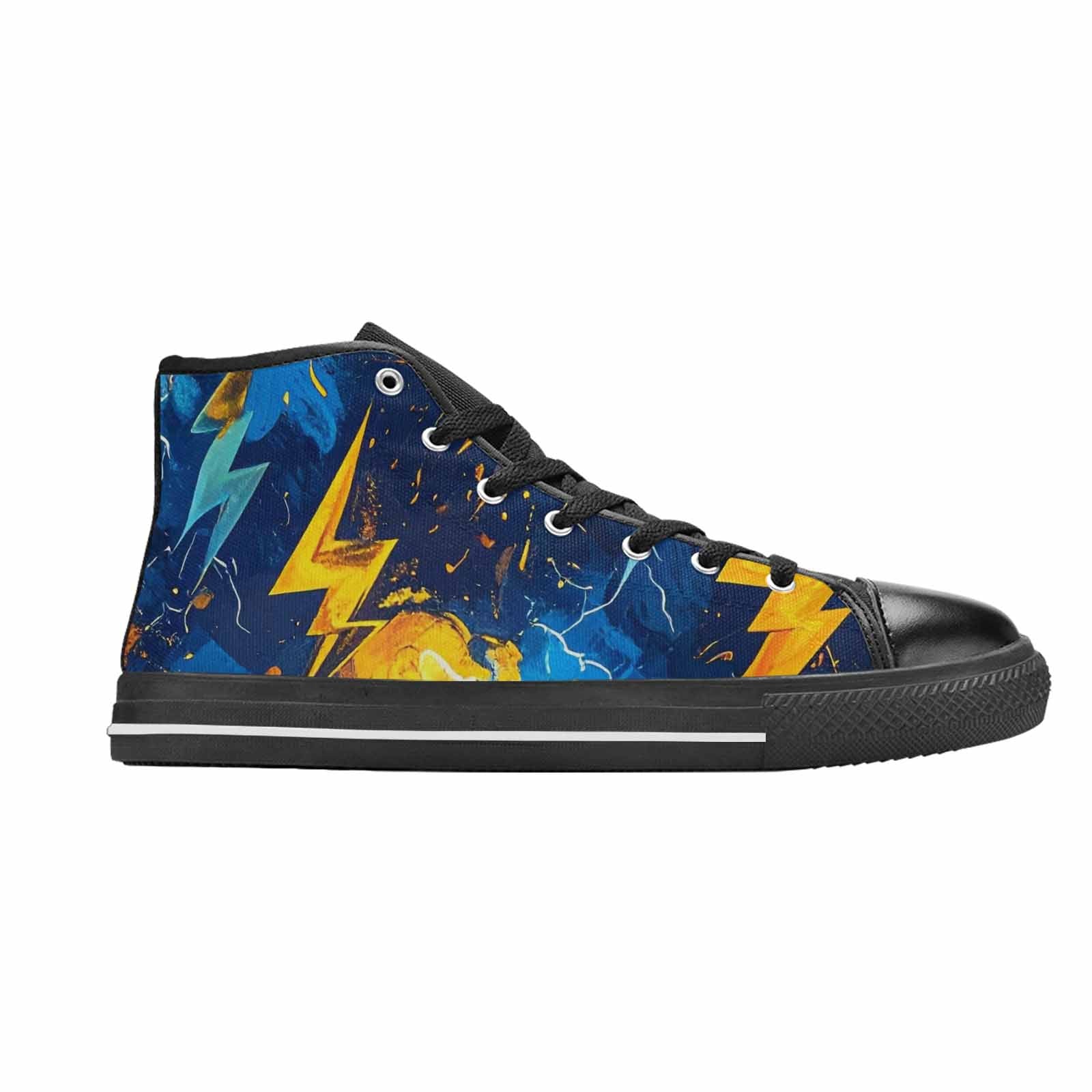 WOMEN'S Lightning Bolt High Top Canvas Grunge Sneakers