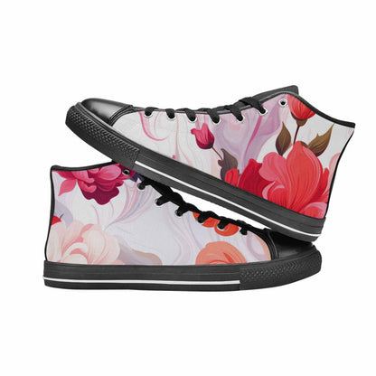 WOMEN'S Marble Floral High Top Canvas Neon Fantasy Shoes