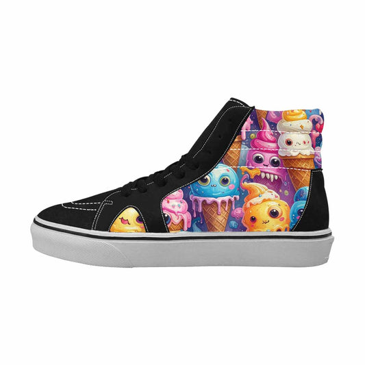MEN'S Melting Icecream Cone Monster High Top Canvas Neon Fantasy Custom Shoes