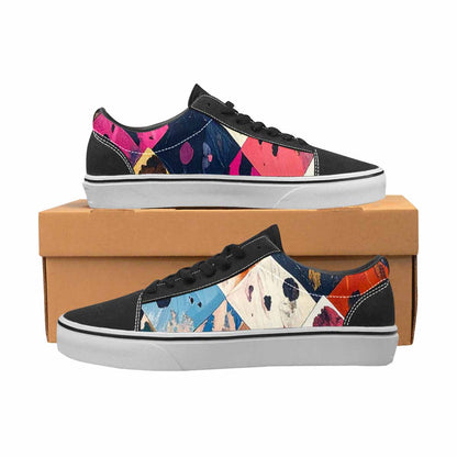 WOMEN'S Cow Animal Print Canvas Lace-Up Vibrant Chaos Custom Sneakers