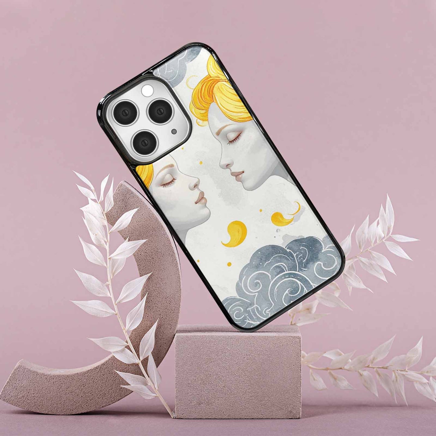 iPhone 15 Pro Max Case — Gemini Twins Zodiac Pattern Seamless Repeat, Custom Designed Case Cover