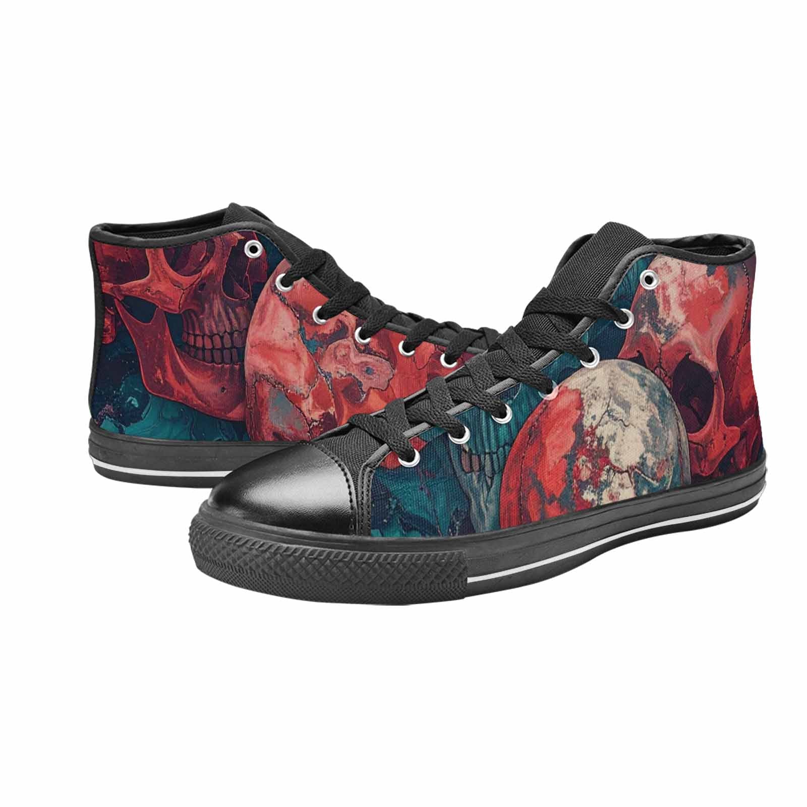 WOMEN'S Marble Skull High Top Canvas Vivid Custom Sneakers