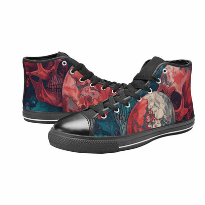 WOMEN'S Marble Skull High Top Canvas Vivid Custom Sneakers