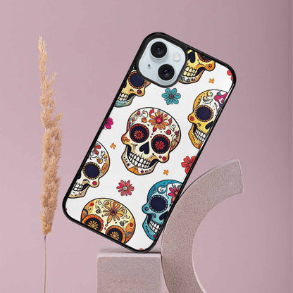 iPhone 15 Plus Case — Vibrant Skull Seamless, Personalized Phone Case