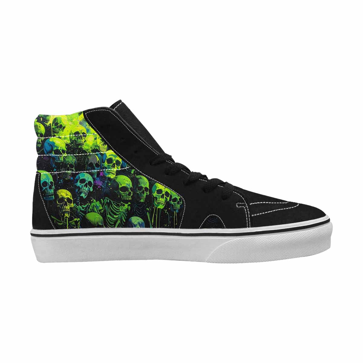 MEN'S Skeletons × Neon Green High Top Canvas Melting Art Sneakers