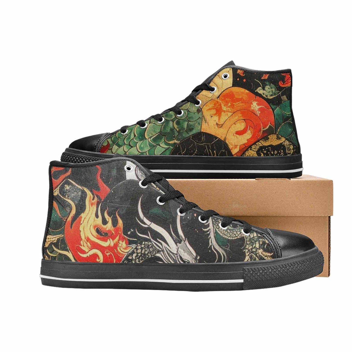 WOMEN'S Dragon Scale Fantasy High Top Canvas Grunge Custom Sneakers