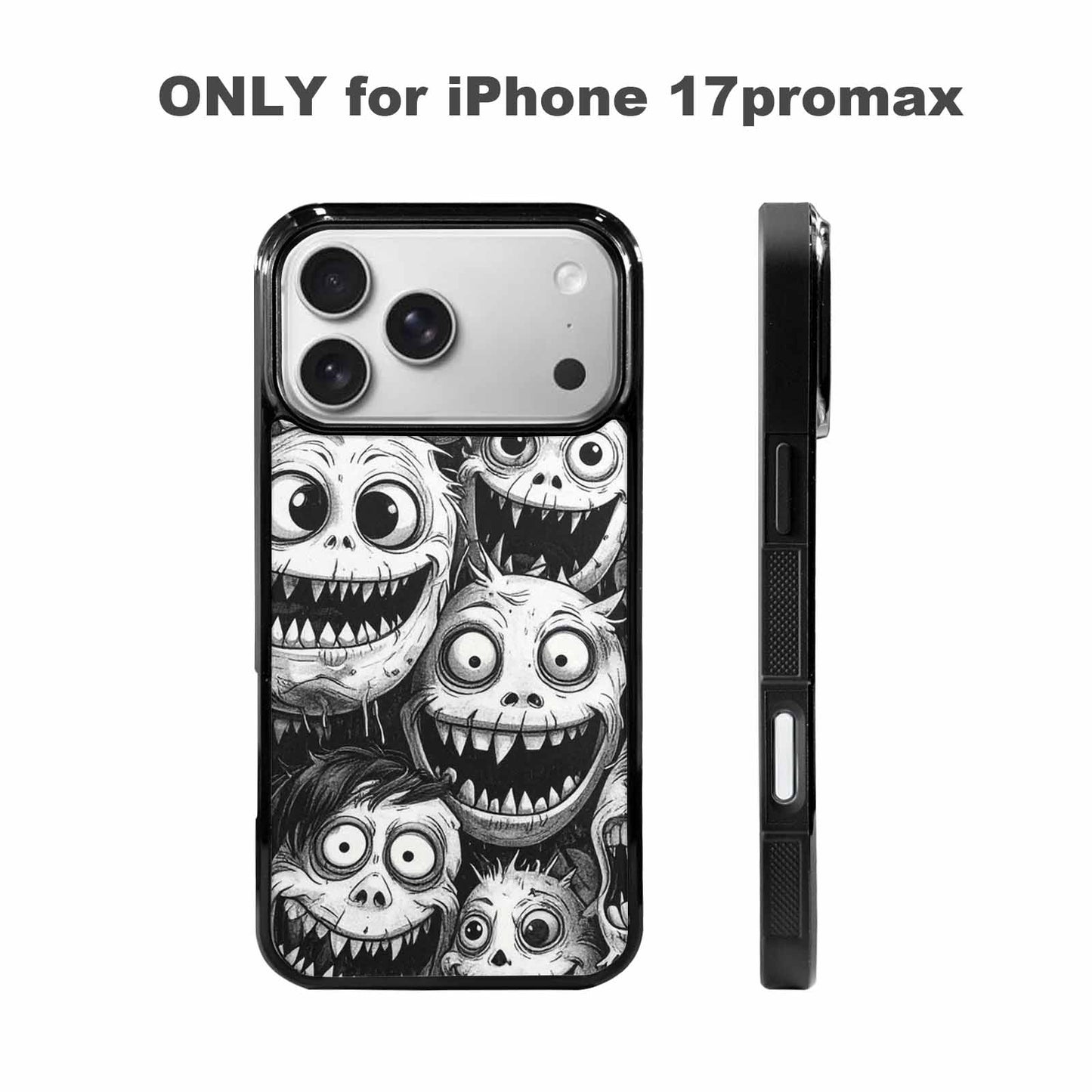 iPhone 17 Pro Max Case — Black And White Monster Original Art, Custom Made Phone Cover