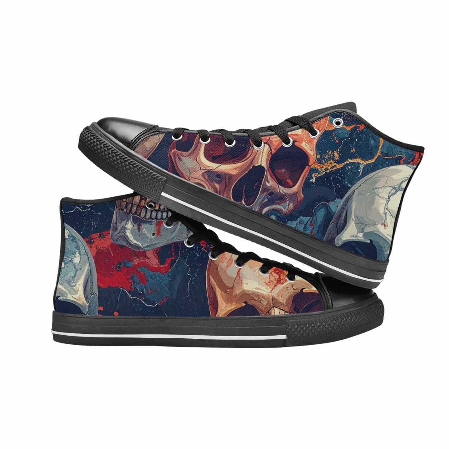 WOMEN'S Marble Skull High Top Canvas Dreamcore Sneakers