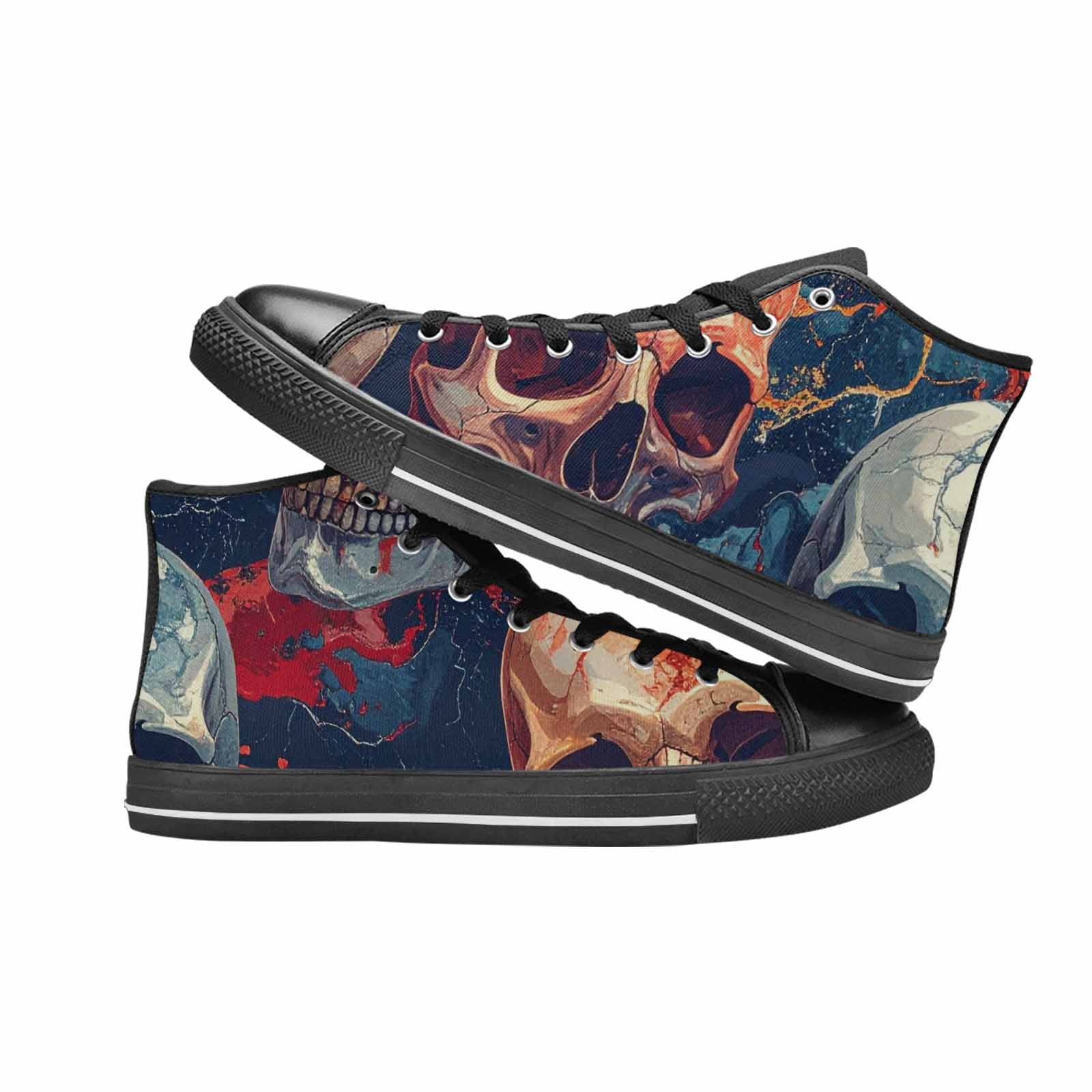 WOMEN'S Marble Skull High Top Canvas Dreamcore Sneakers
