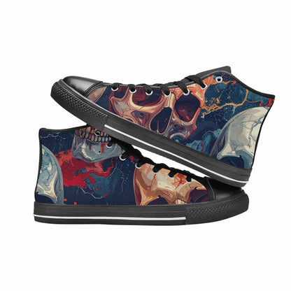 WOMEN'S Marble Skull High Top Canvas Dreamcore Sneakers