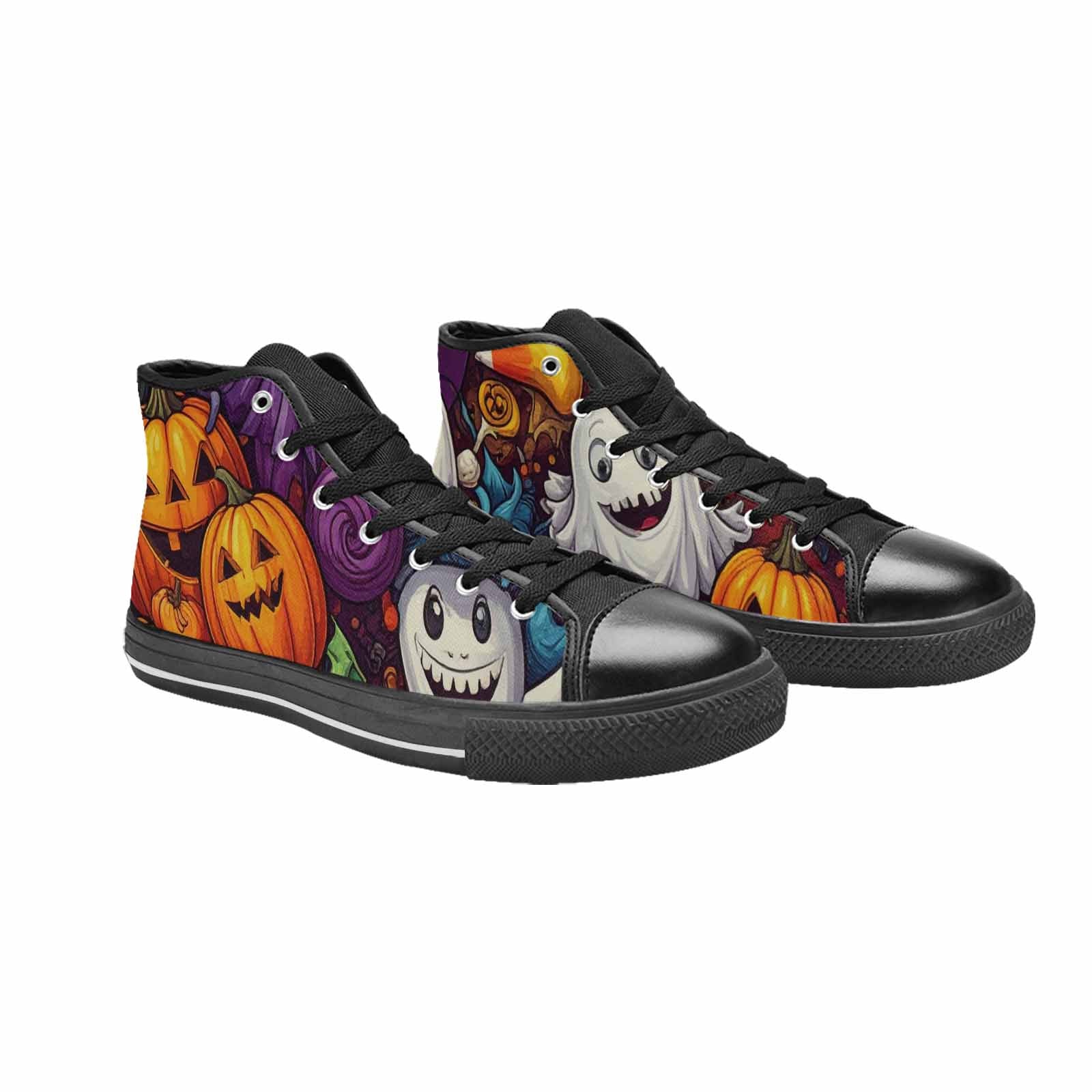 WOMEN'S Halloween Witches Ghouls High Top Canvas Neon Fantasy Custom Shoes