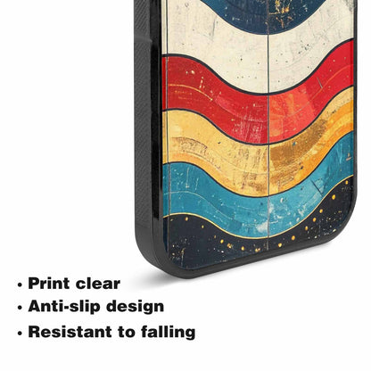 iPhone 15 Plus Case — Retro Wave Scallop Stripe Small Wavy, Custom Printed Phone Case