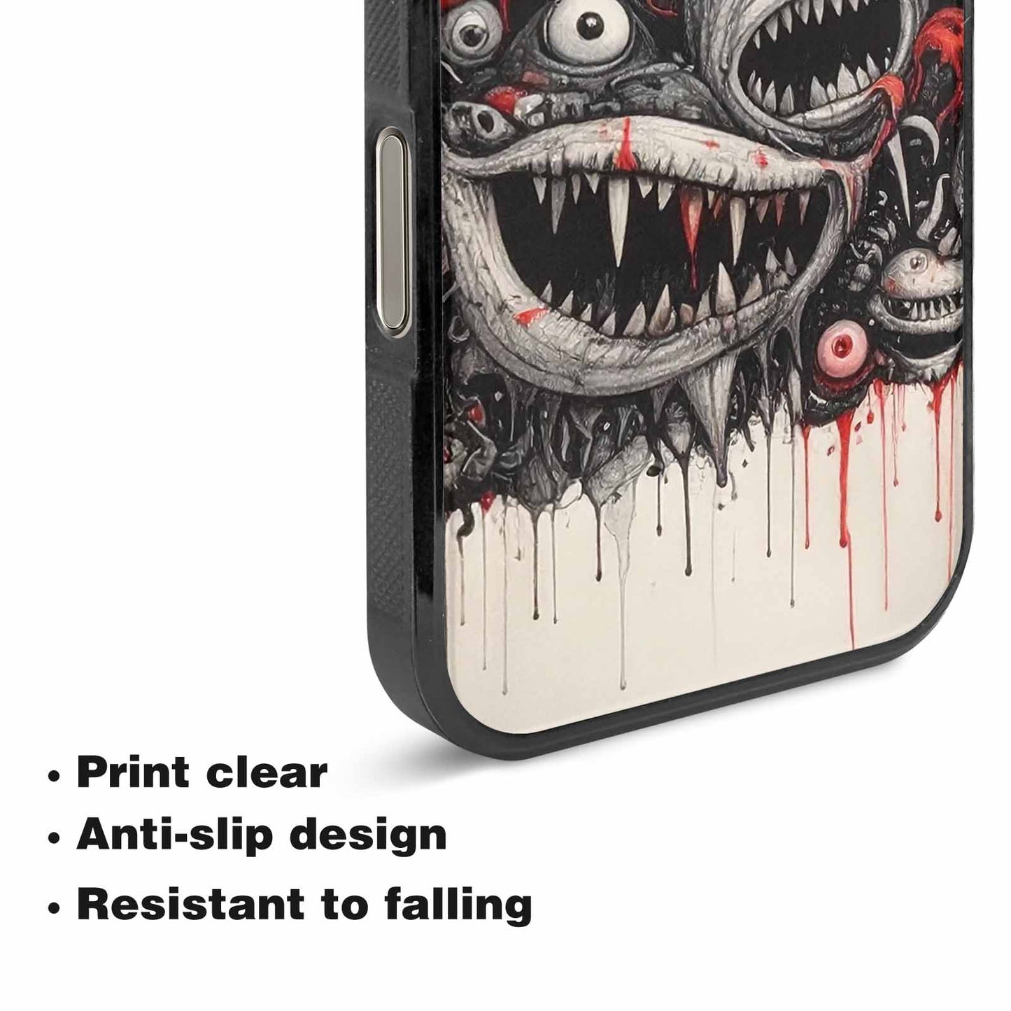 iPhone 16 Pro Max Case — Multi Eye Monster Black Red Ink, Unique Phone Case Design