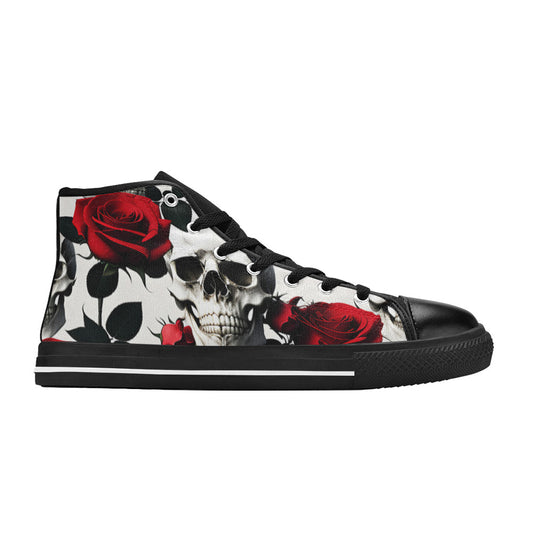 WOMEN'S Skulls Roses Deluxe 10 High Top Canvas Cottagecore Shoes