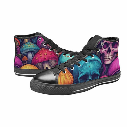 MEN'S Mushroom Skull High Top Canvas Neon Fantasy Sneakers