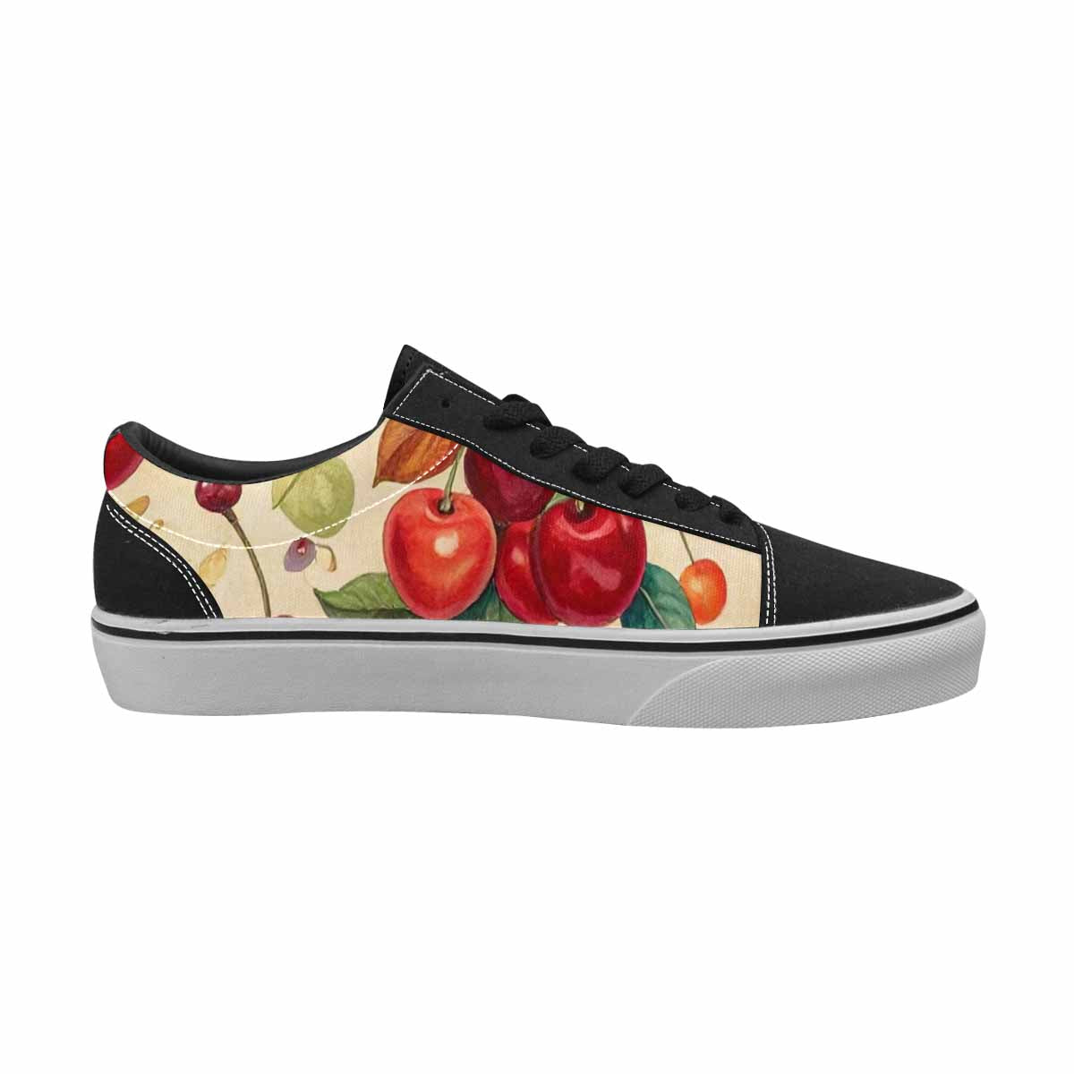 MEN'S Cherry Fruit Print Canvas Lace-Up Vivid Shoes