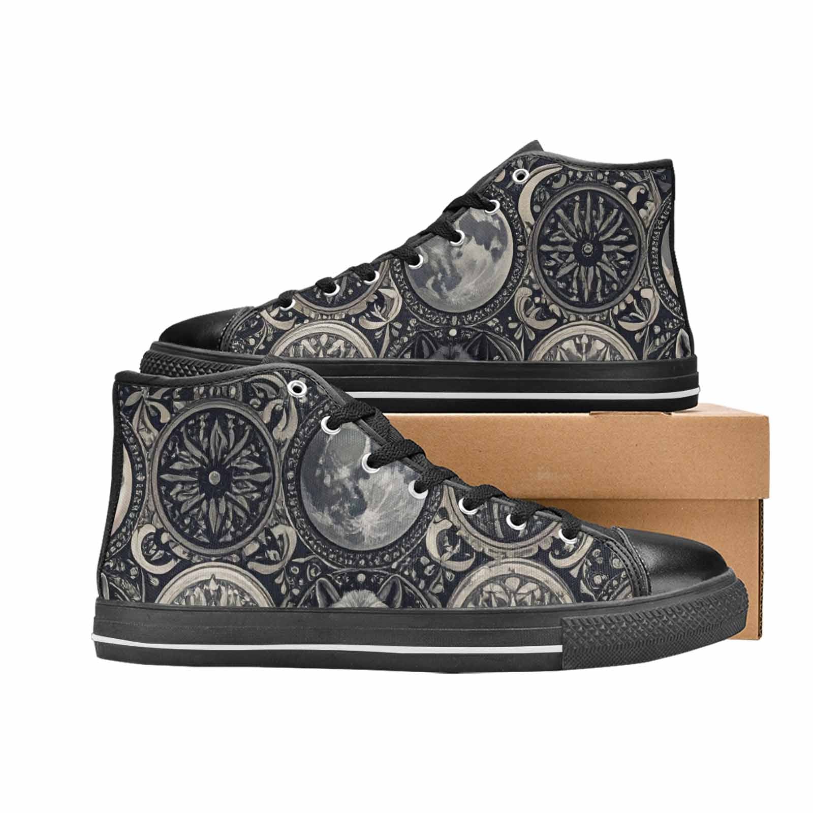 WOMEN'S Wolves Everywhere Collage High Top Canvas Wallpaper Art Custom Sneakers